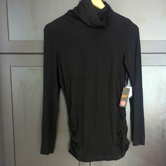 Dex Black Ruched Stretch Long Sleeve Top - Size M NWT - Picture 1 of 7